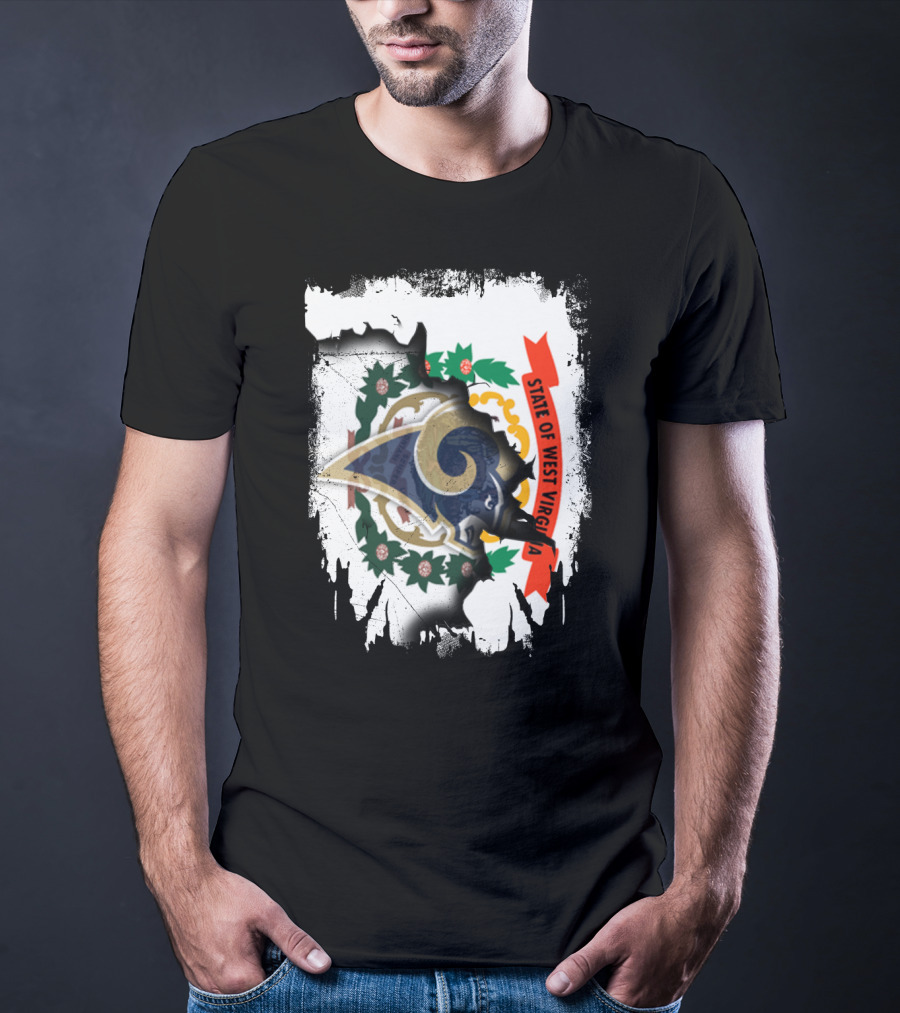 State Of West Virginia With Rams T-Shirt
