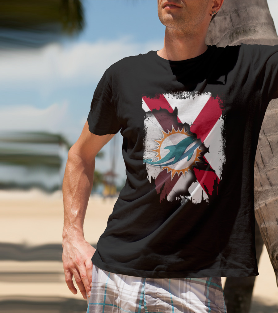 Alabama Miami Dolphins X Grunge Symbol Collaboration T-Shirt