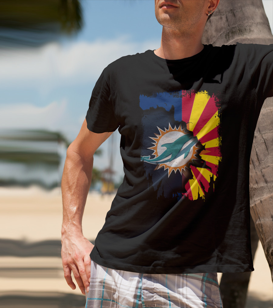 Miami Dolphins Arizona Flag Fusion T-Shirt