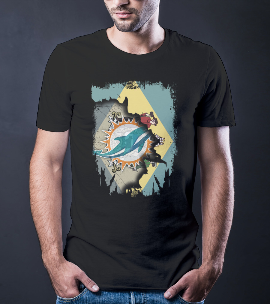 Delaware Dolphins Football Flag Fusion T-Shirt