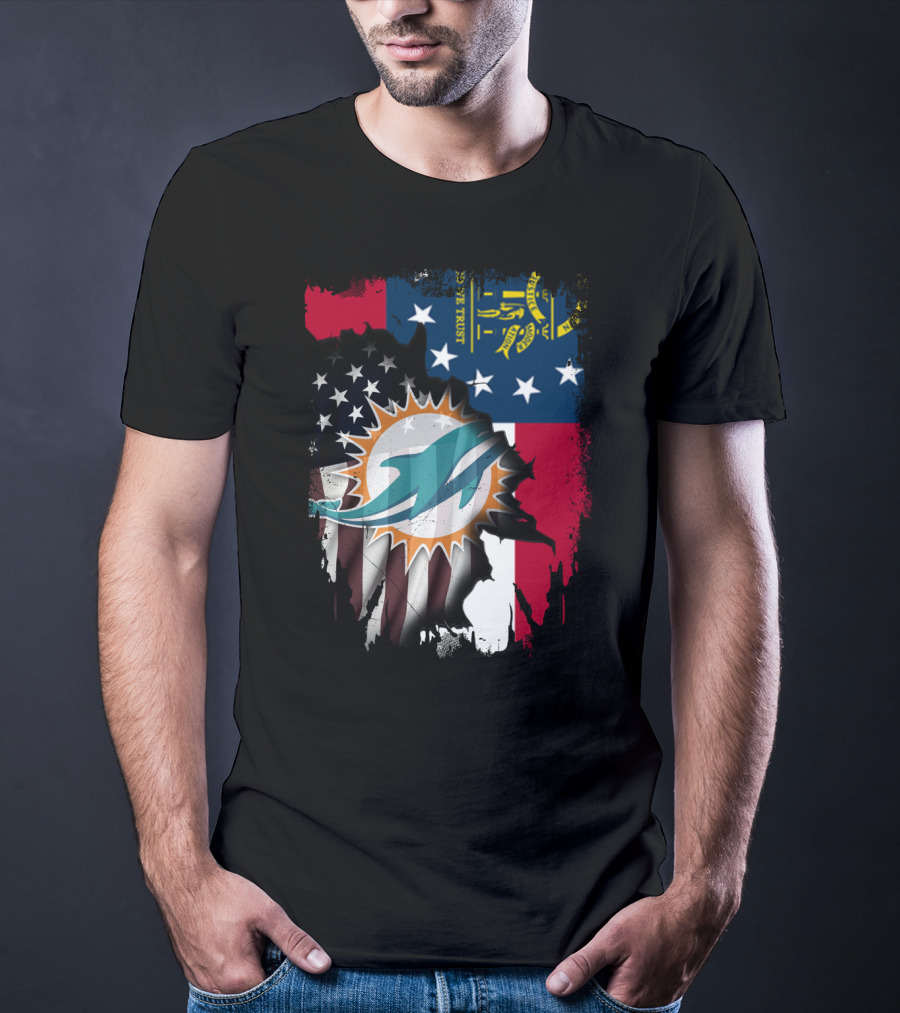 Georgia Flag Dolphins Uniting Together T-Shirt
