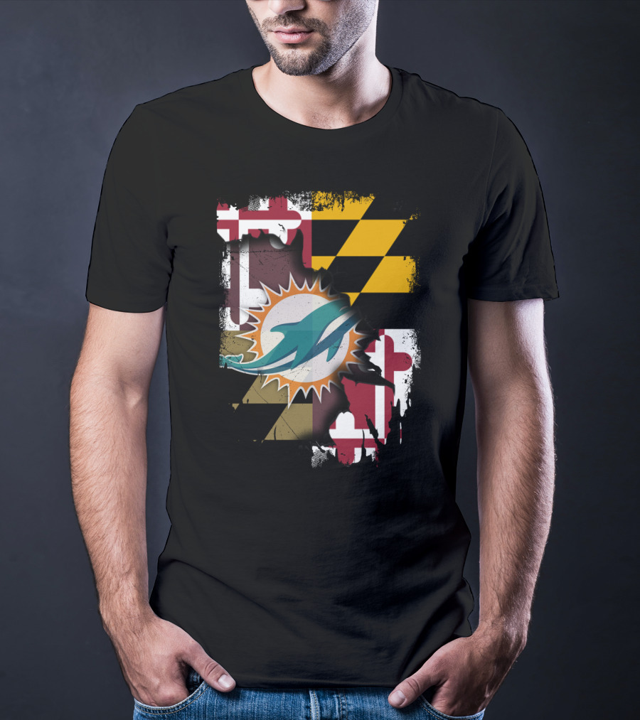 Together Maryland Dolphins Maryland Flag Fusion T-Shirt
