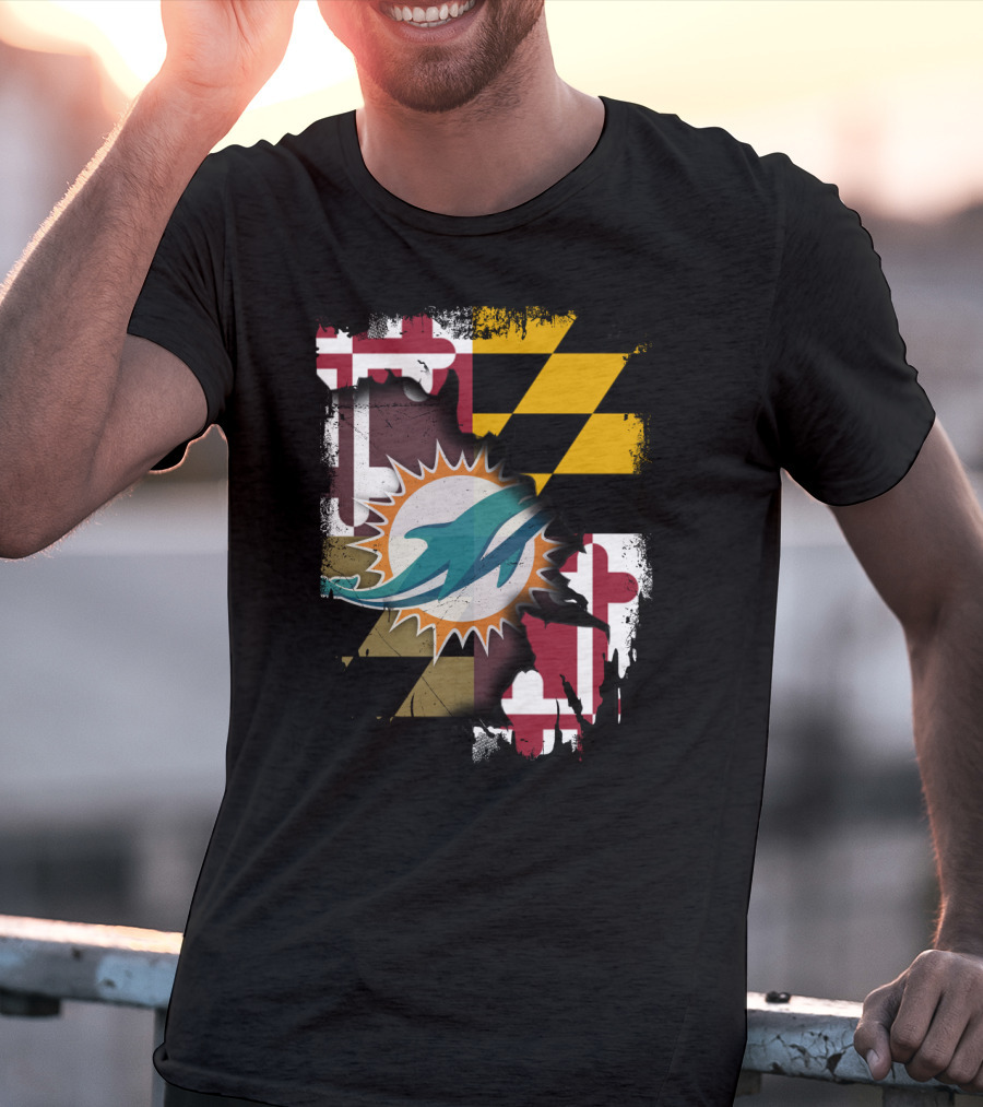 Together Maryland Dolphins Maryland Flag Fusion T-Shirt