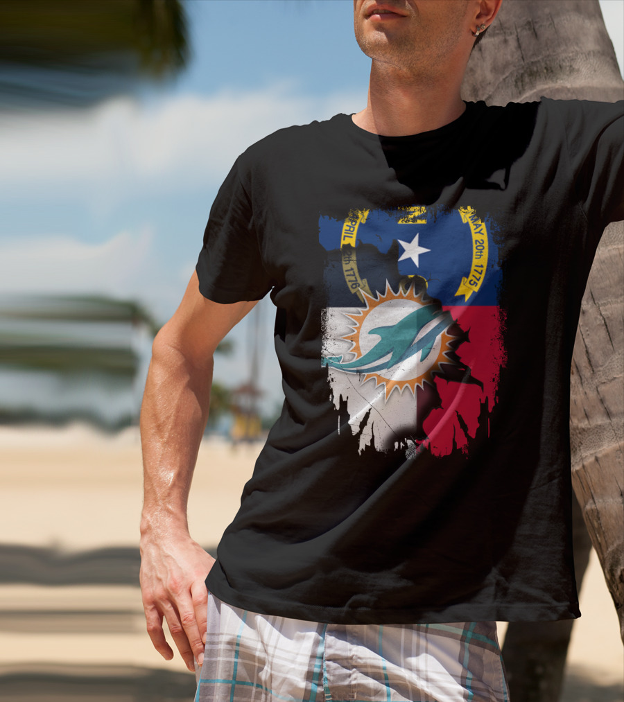 North Carolina Flag Dolphins Miami Connection T-Shirt