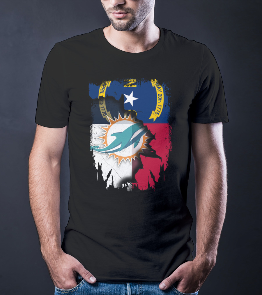 North Carolina Flag Dolphins Miami Connection T-Shirt