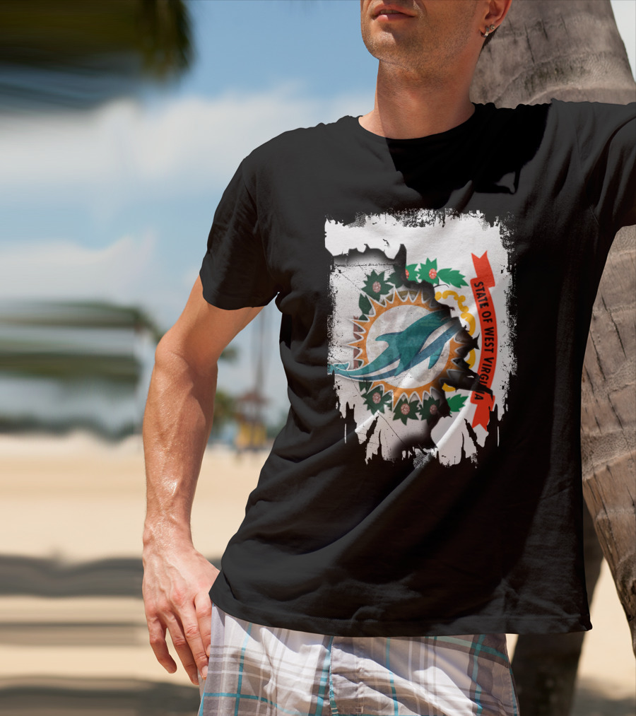 State Of West Virginia Dolphins Logo Fusion T-Shirt