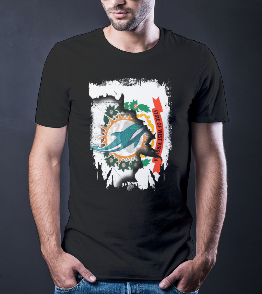 State Of West Virginia Dolphins Logo Fusion T-Shirt