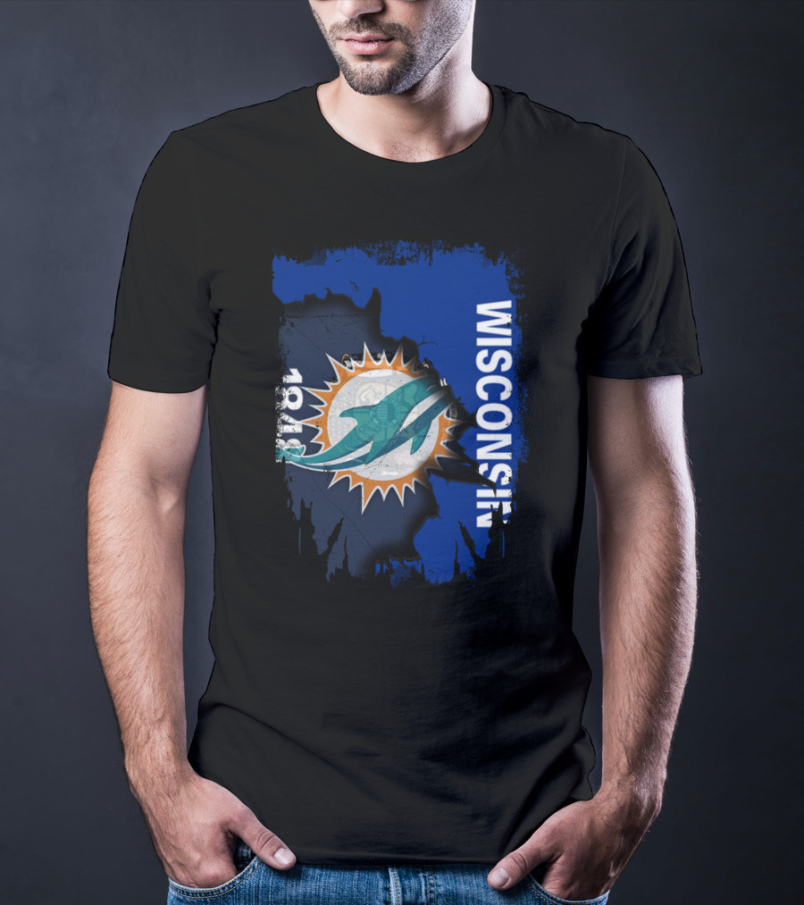 Wisconsin Miami Dolphins 1848 Flag Inspiration T-Shirt