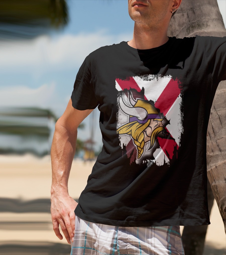 Alabama Vikings United With Crossed Flag T-Shirt