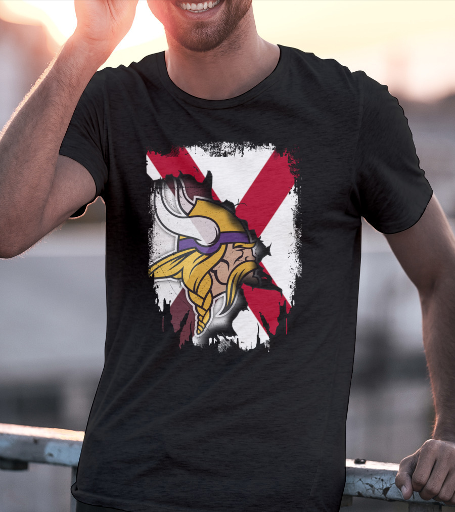 Alabama Vikings United With Crossed Flag T-Shirt