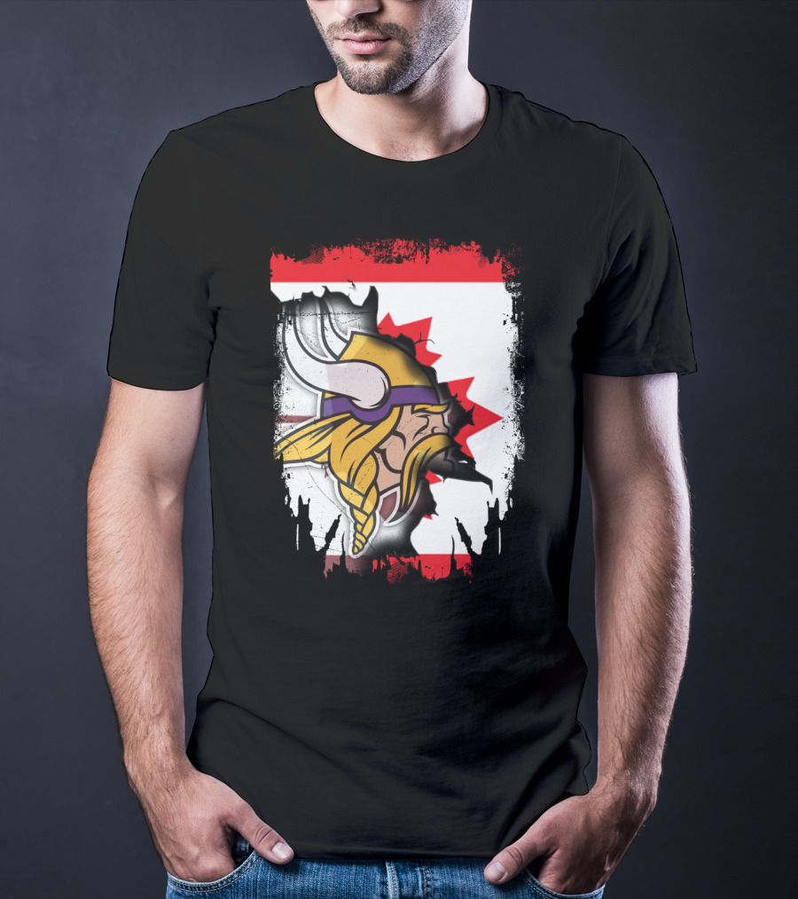 Minnesota Vikings And Canada Fusion Flag T-Shirt