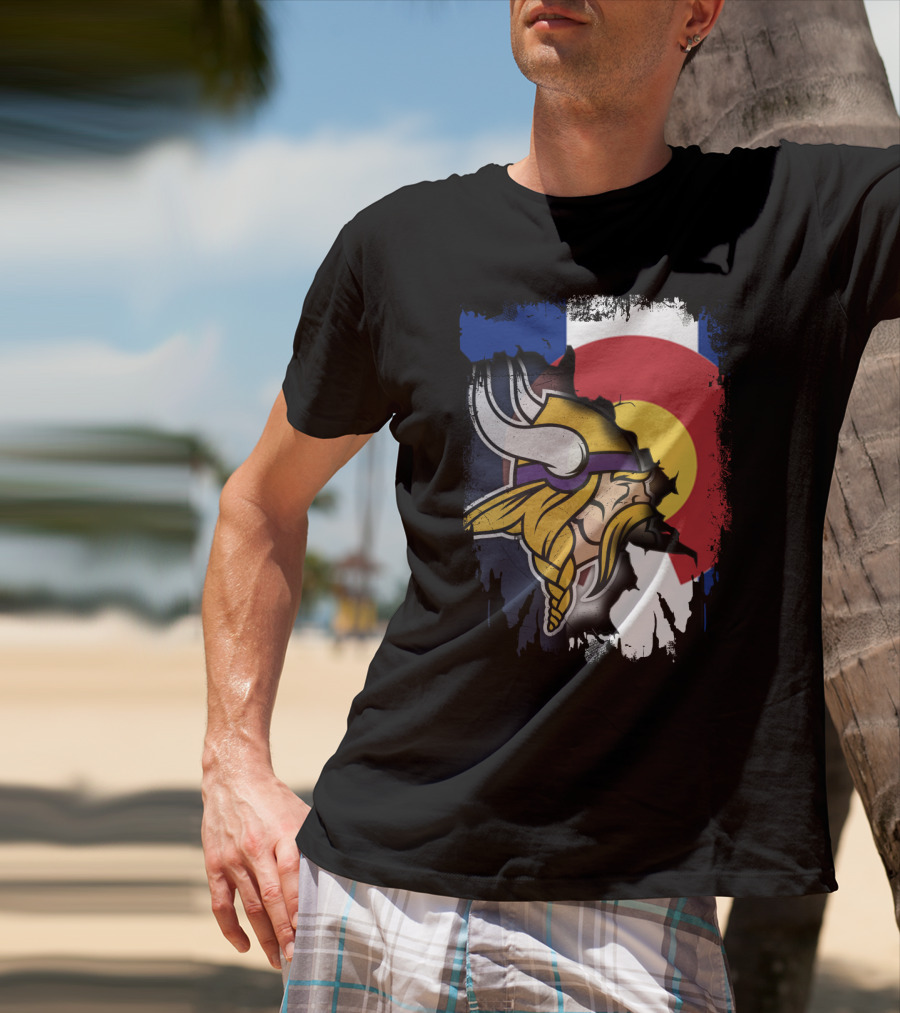 Together Colorado Vikings Emblem And Flag Fusion T-Shirt