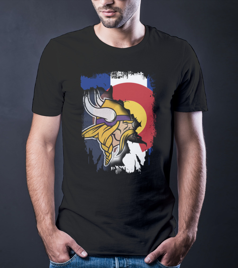 Together Colorado Vikings Emblem And Flag Fusion T-Shirt