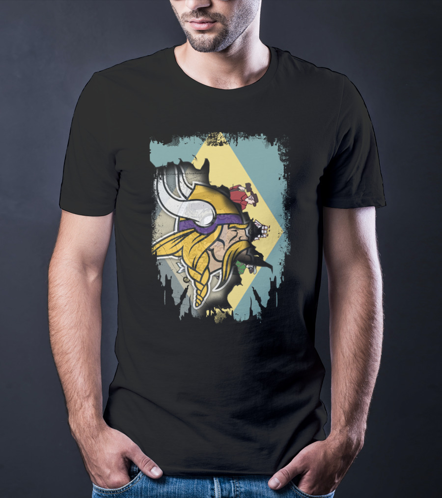Together Delaware Viking Helmet Overlapping State Flag And Historical Figures T-Shirt