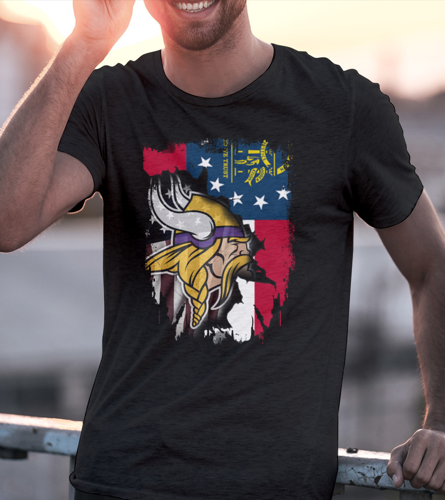 Georgia Flag With Vikings Fusion T-Shirt