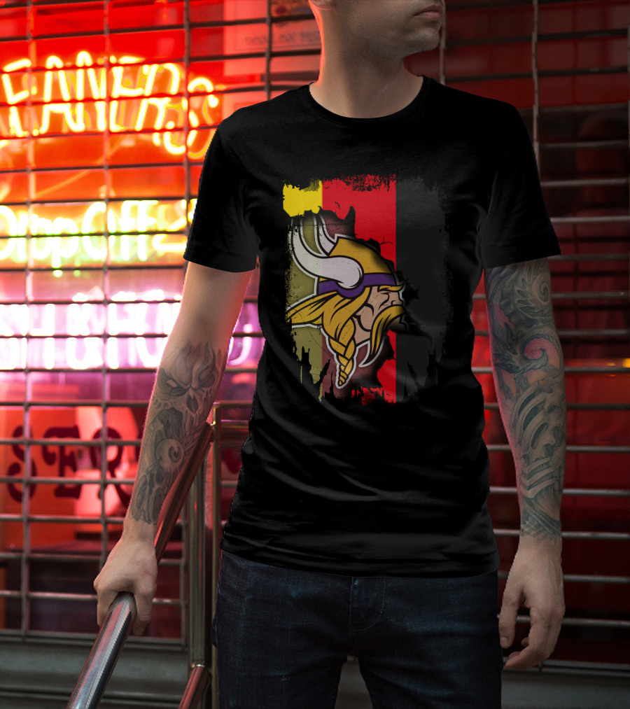 Together Germany With Vikings Logo And Flag Fusion T-Shirt