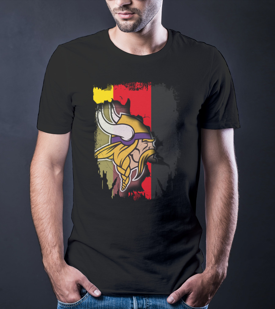 Together Germany With Vikings Logo And Flag Fusion T-Shirt
