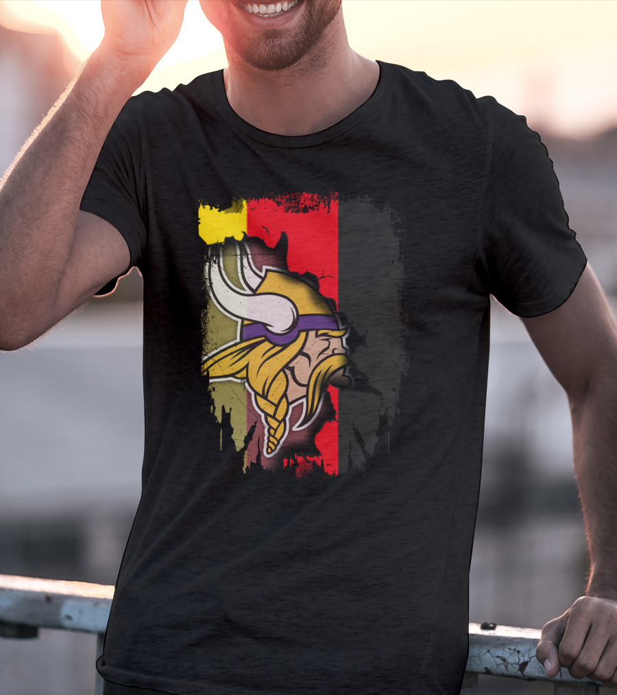 Together Germany With Vikings Logo And Flag Fusion T-Shirt