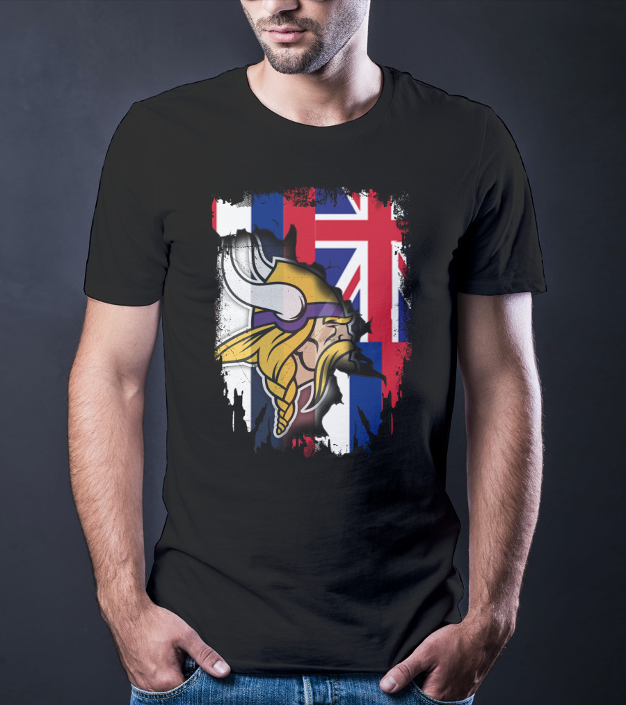 Hawaii Union Jack With Vikings Head T-Shirt