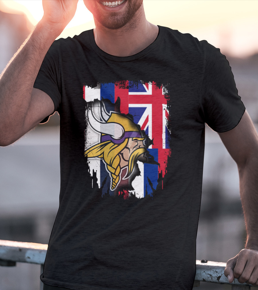 Hawaii Union Jack With Vikings Head T-Shirt