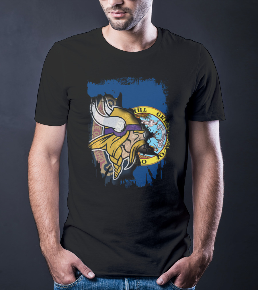 Together Idaho Vikings With Idaho State Flag T-Shirt