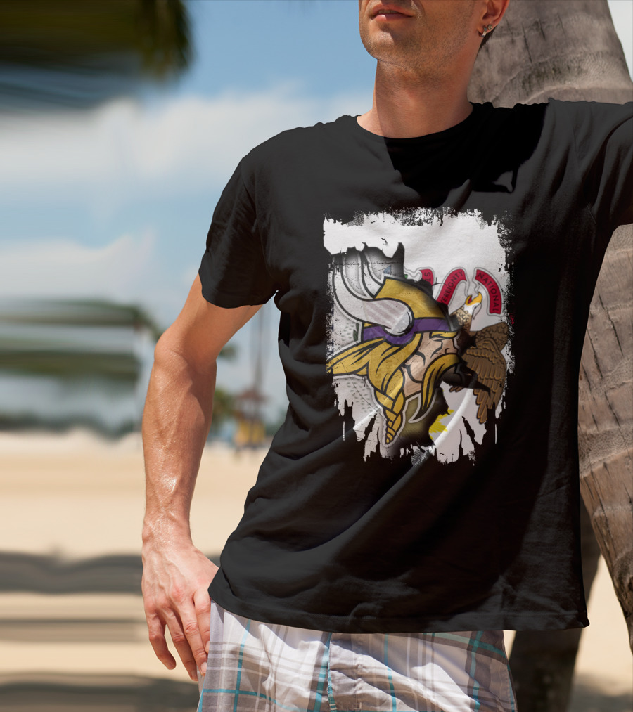 Illinois State Seal With Vikings Helmet Profile T-Shirt