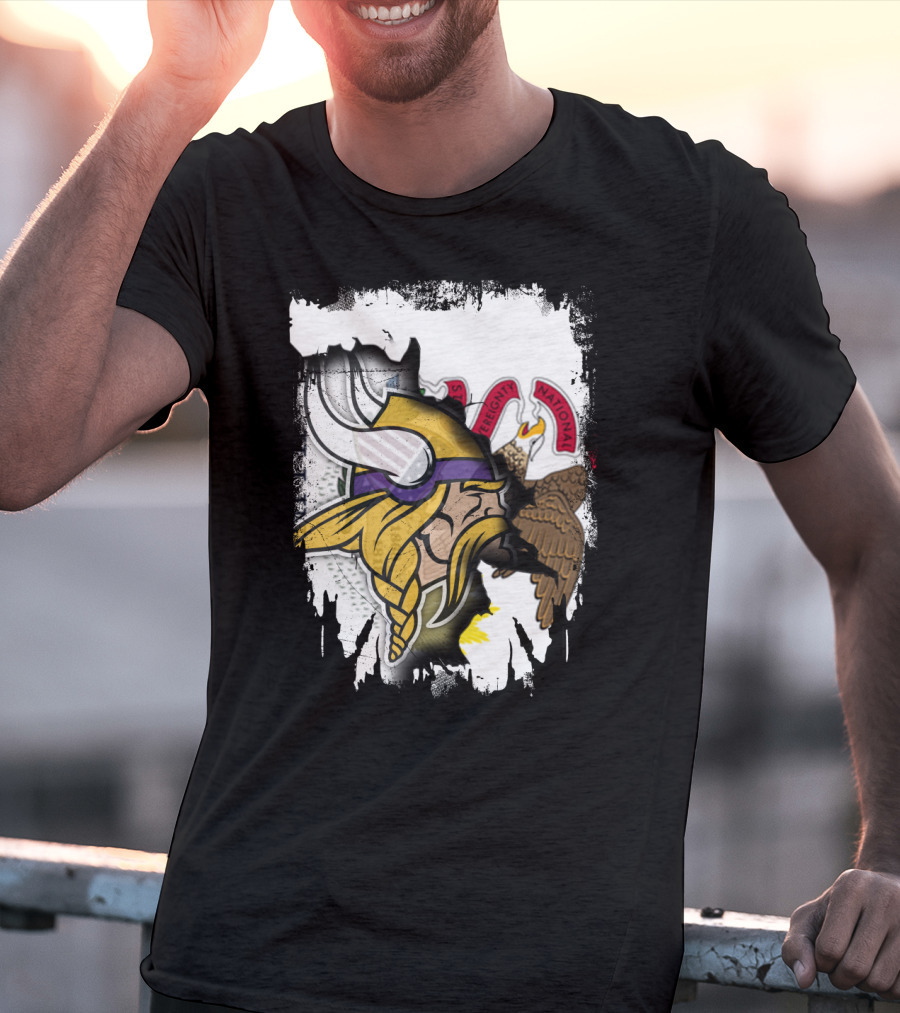 Illinois State Seal With Vikings Helmet Profile T-Shirt