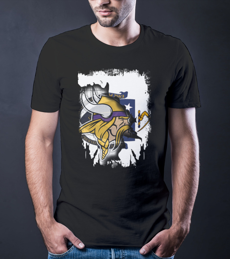 Massachusetts Viking Head State Flag Mashup T-Shirt