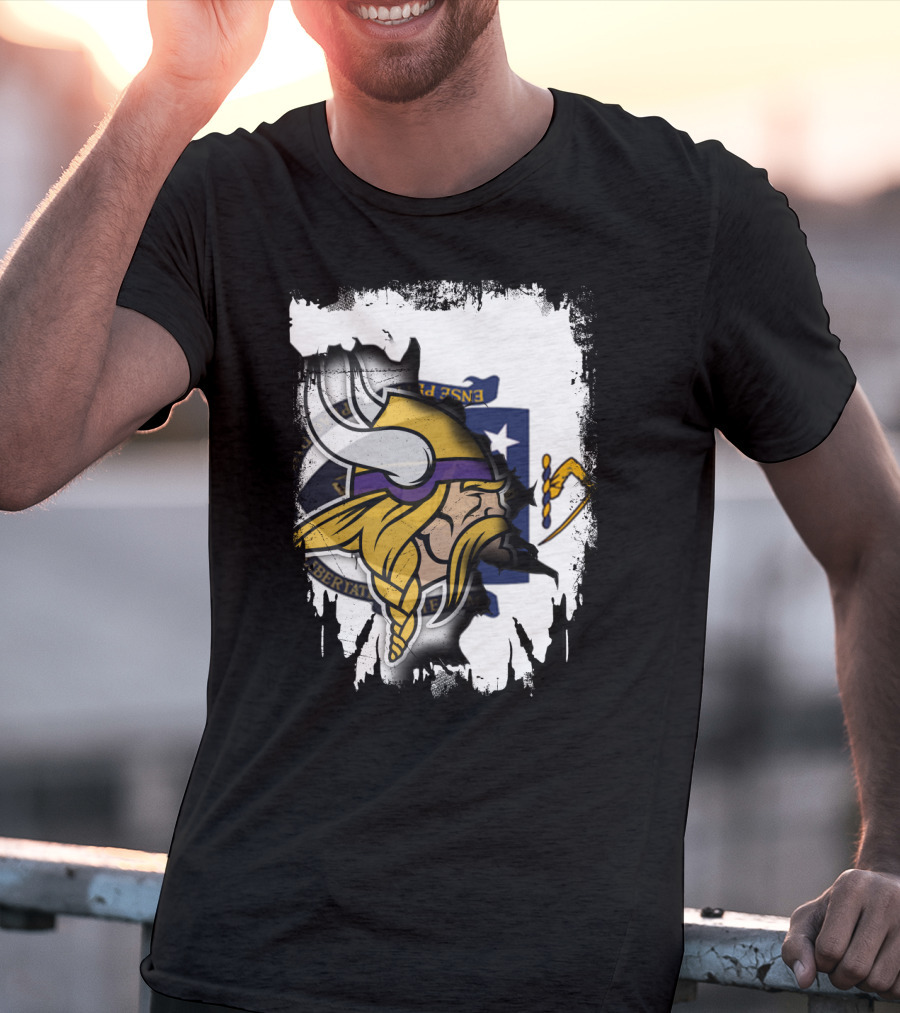 Massachusetts Viking Head State Flag Mashup T-Shirt