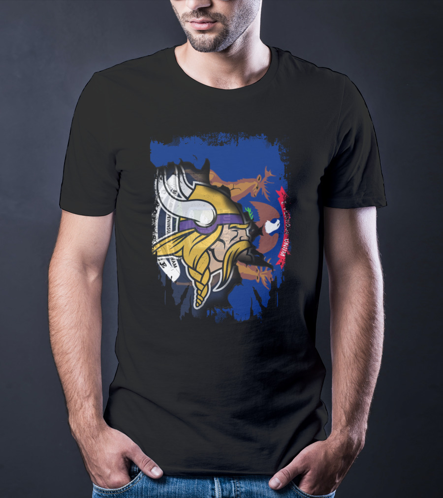 Michigan Together Vikings Norse Emblem Motif T-Shirt