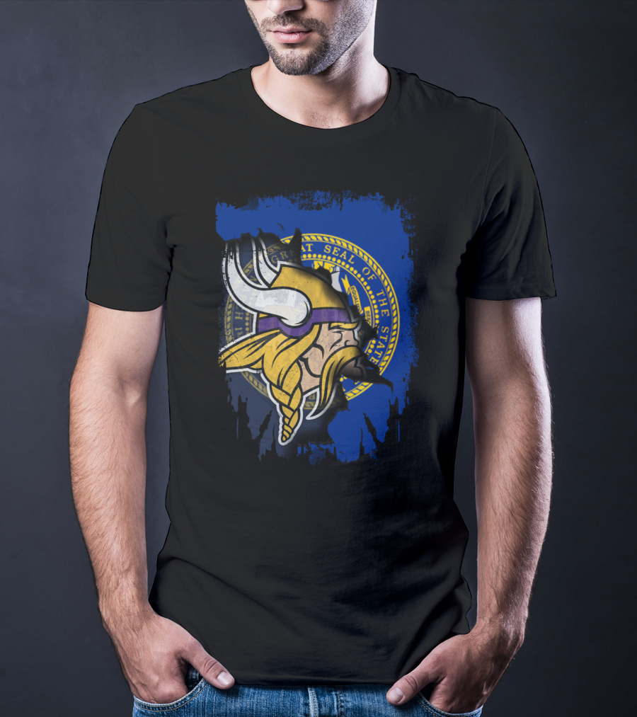Together Nebraska Seal With Vikings Helmet T-Shirt