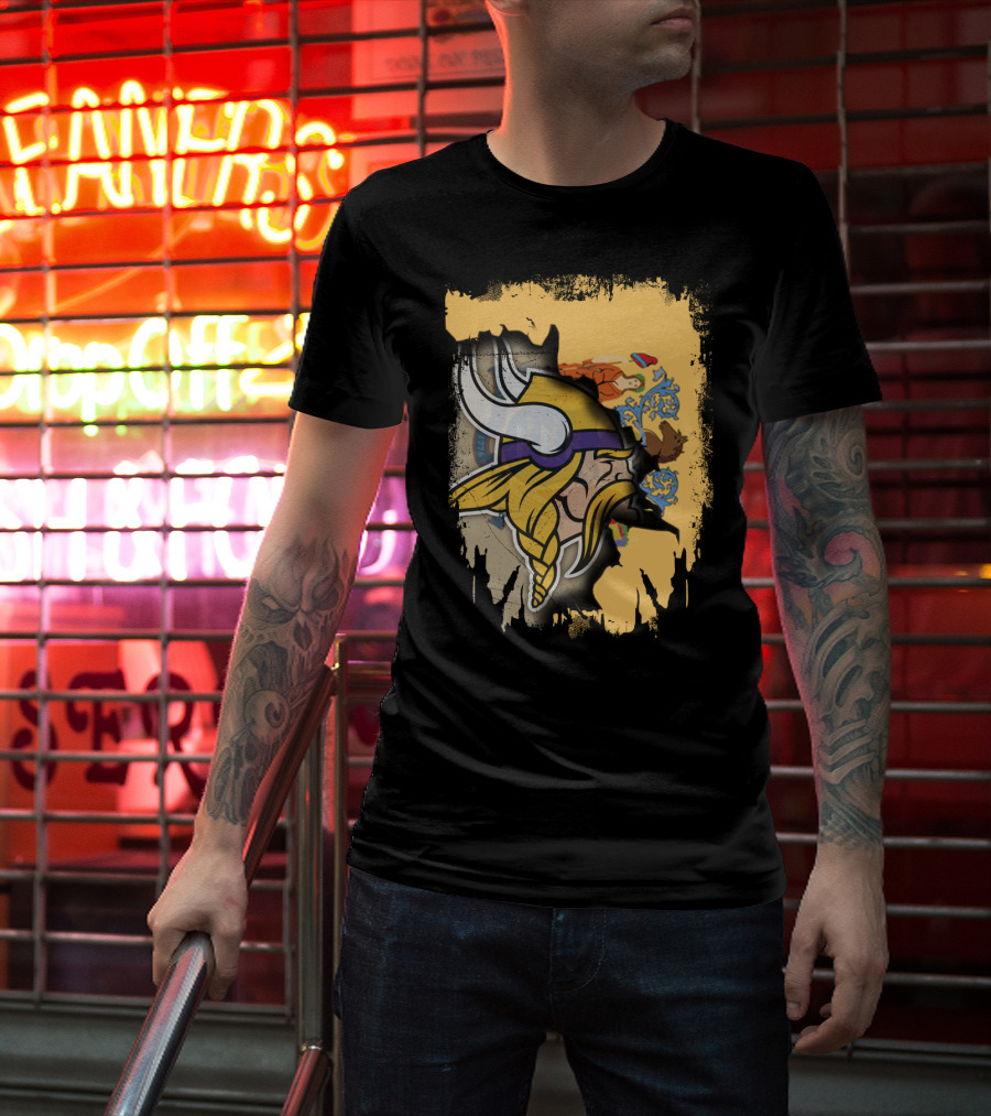 New Jersey State Emblem Merged With Vikings T-Shirt