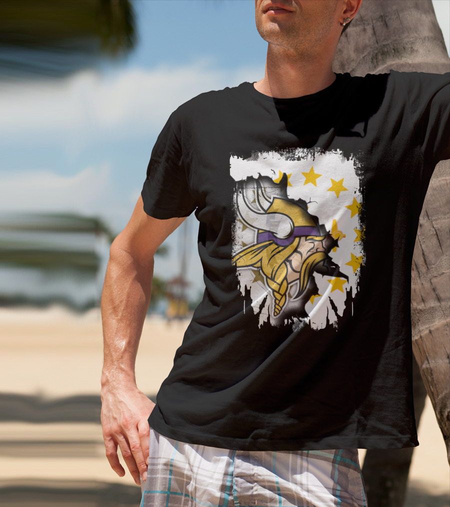 Rhode Island With Vikings And Stars T-Shirt