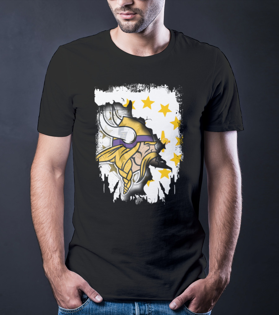 Rhode Island With Vikings And Stars T-Shirt