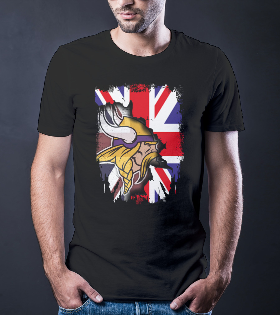 United Kingdom Flag With Viking Warrior Helmet T-Shirt