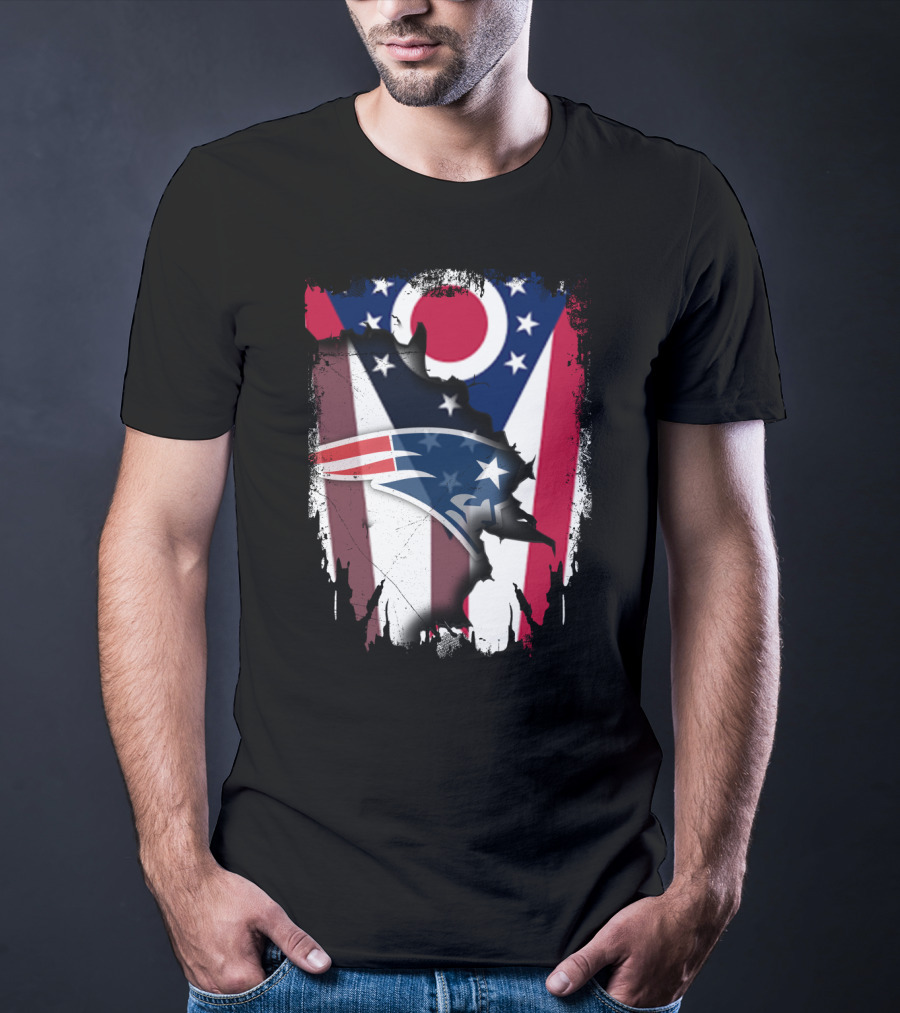 Ohio Flag With New England Patriots Logo Integration T-Shirt