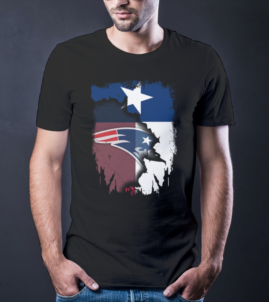 Together Texas With Patriots Star Flag And Football Motif T-Shirt