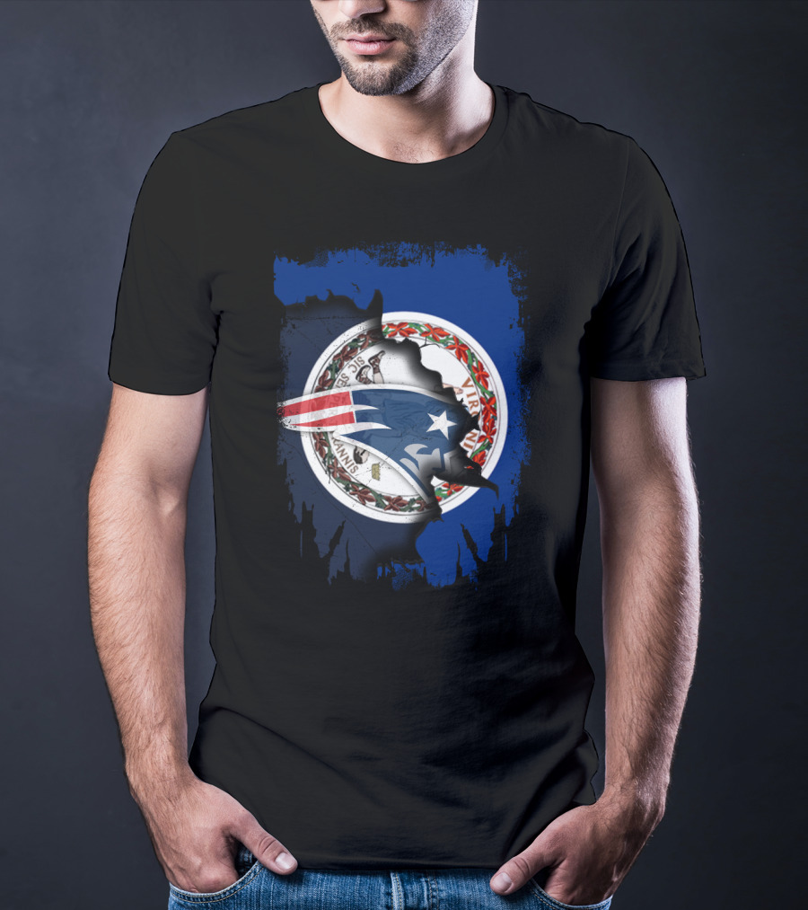 Virginia State Seal With Patriots Football Symbol Together T-Shirt