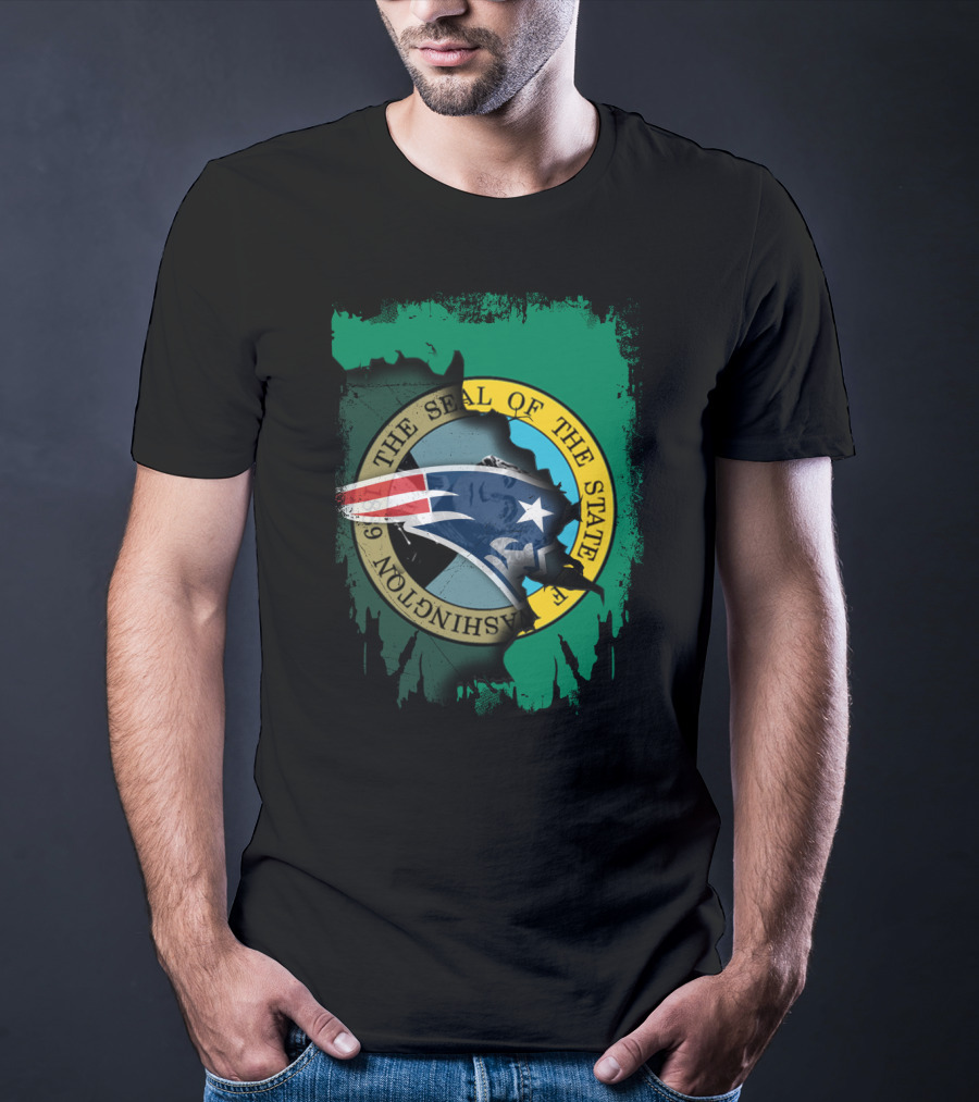 The Seal Of The State Of Washington With Patriots Logo Fusion T-Shirt