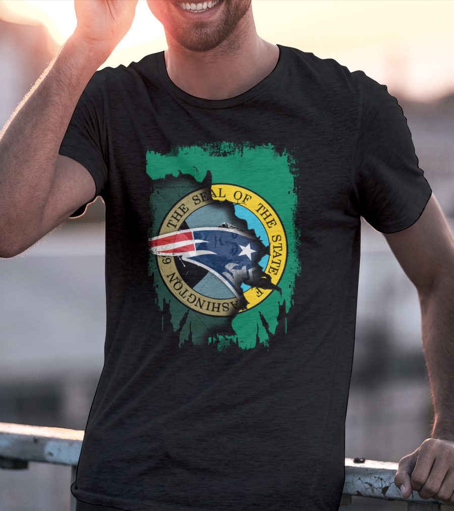 The Seal Of The State Of Washington With Patriots Logo Fusion T-Shirt