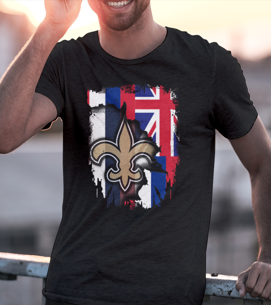 Together Hawaii New Orleans Saints Fleur De Lis Flag T-Shirt