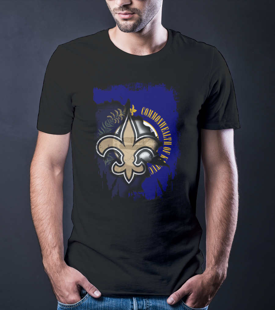 Commonwealth Of Kentucky With Saints Fleur-De-Lis Emblem T-Shirt