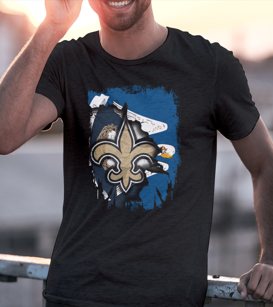 Together Louisiana Fleur-de-Lis Saints With Eagle Background T-Shirt