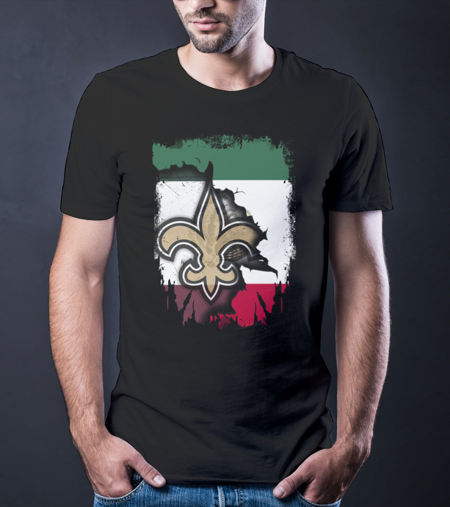 Fleur-de-Lis Mexico Flag Saints Unity T-Shirt