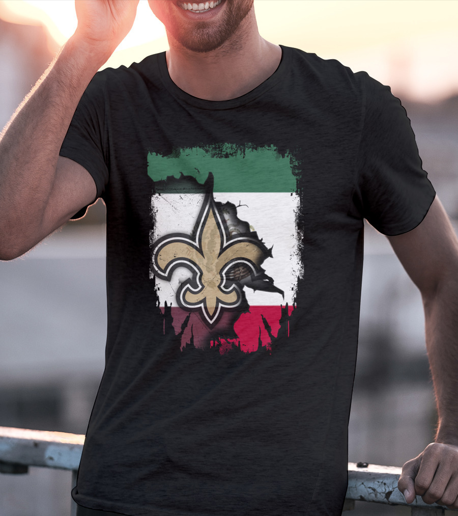 Fleur-de-Lis Mexico Flag Saints Unity T-Shirt