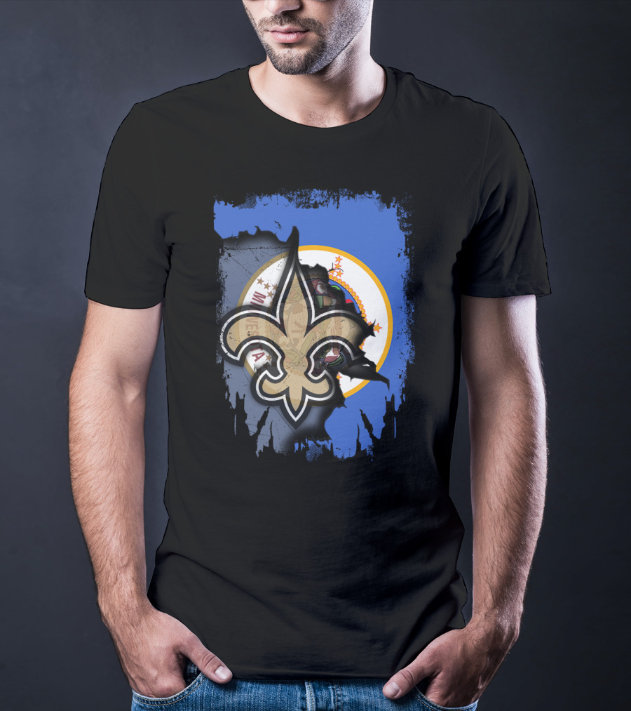 Together Minnesota With Louisiana Saints Fleur-de-lis Emblem T-Shirt
