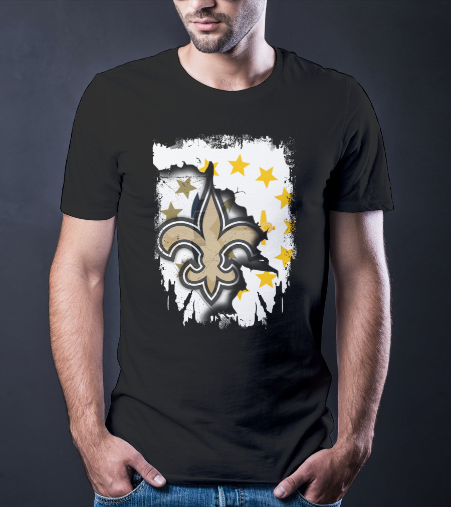 Together Rhode Island With Saints Fleur-De-Lis Stars T-Shirt