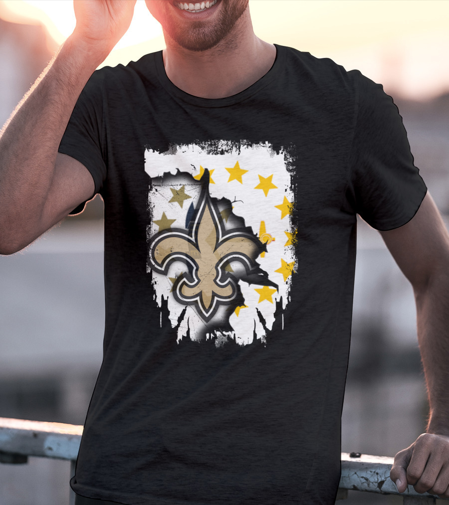 Together Rhode Island With Saints Fleur-De-Lis Stars T-Shirt