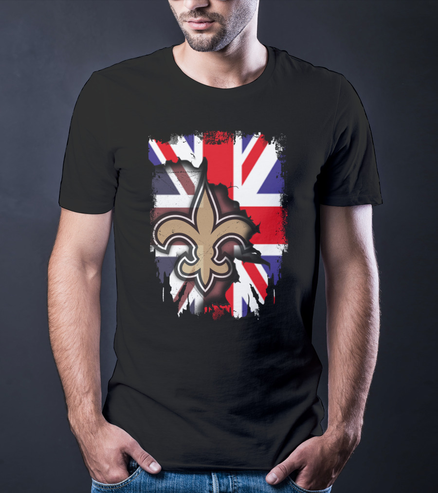 United Kingdom Flag With Saints Fleur-de-Lis T-Shirt