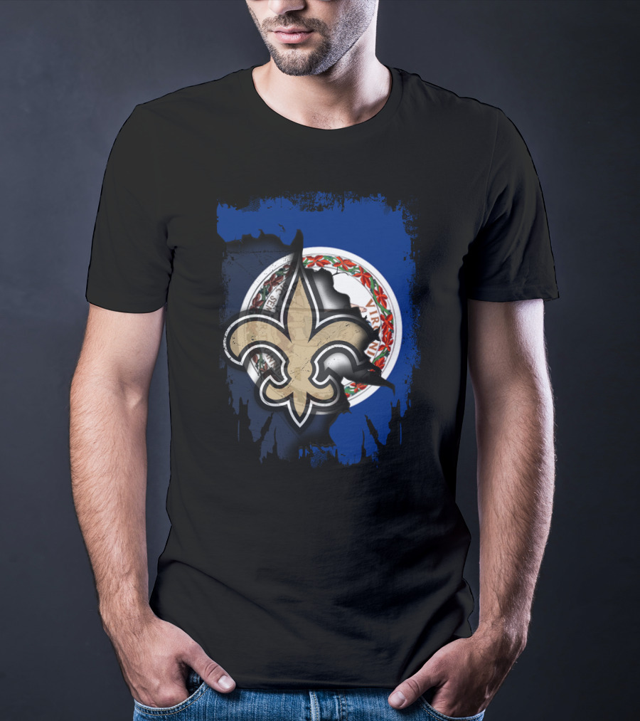 Virginia Seal And New Orleans Saints Fleur-de-Lis Together T-Shirt